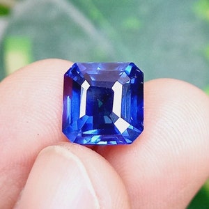 Ceylon Blue Sapphire 7.95 Ct. Emerald Shape Cut Faceted Stone , Extremely Pleasant & Attractive Beautiful Gorgeous Loose Gemstone For Ring.