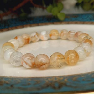 Natuurlijke citrien kralenarmband: geboortesteen november, gelukssteen.