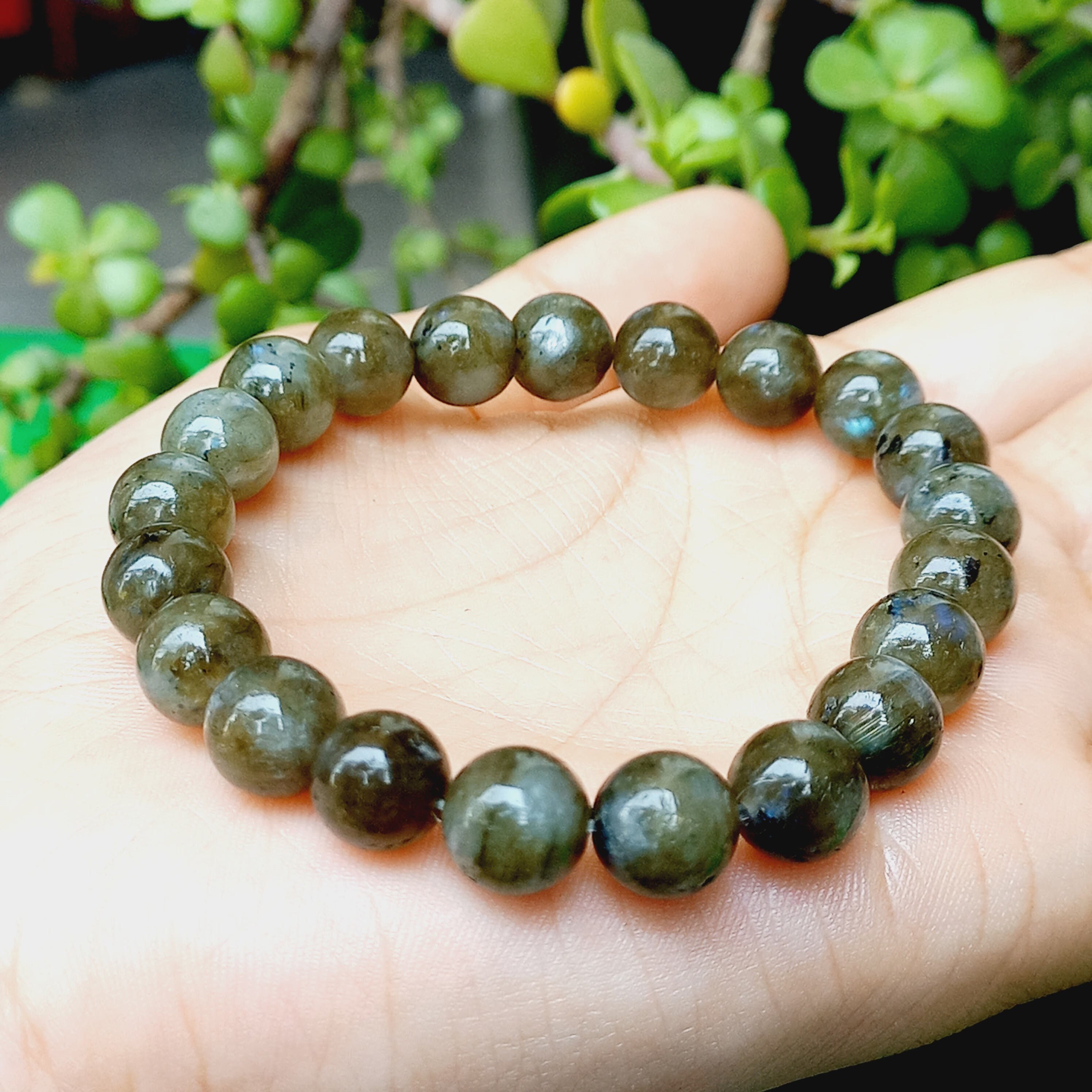 Bracciale elastico in labradorite, pietra preziosa di grado AA, fatto a mano, 8 pollici - Italia