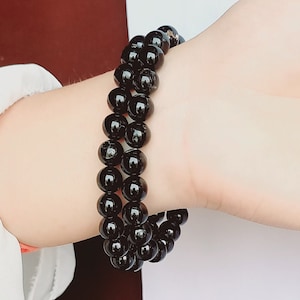 Authentic Black Tourmaline Bracelet, Gemstone Bracelet, Beaded Bracelet Natural Tourmaline Bracelet 8MM Bracelet Gift for Men’s & Women’s .