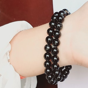 Authentic Black Tourmaline Bracelet, Gemstone Bracelet, Beaded Bracelet Natural Tourmaline Bracelet 8MM Bracelet Gift for Men’s & Women’s .