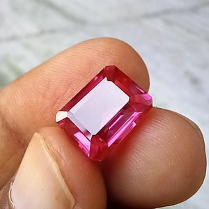 Pink Ruby Excellent Beautiful 7.00 Ct. Emerald Shape Loose Gemstone For Ring - Free Shipping
