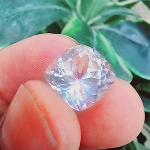Unheated Rare White Sapphire 9.70 Cts. Cushion Cut Faceted Stone Extremely Pleasant and Attractive, Colorless Loose Gemstone For Ring.