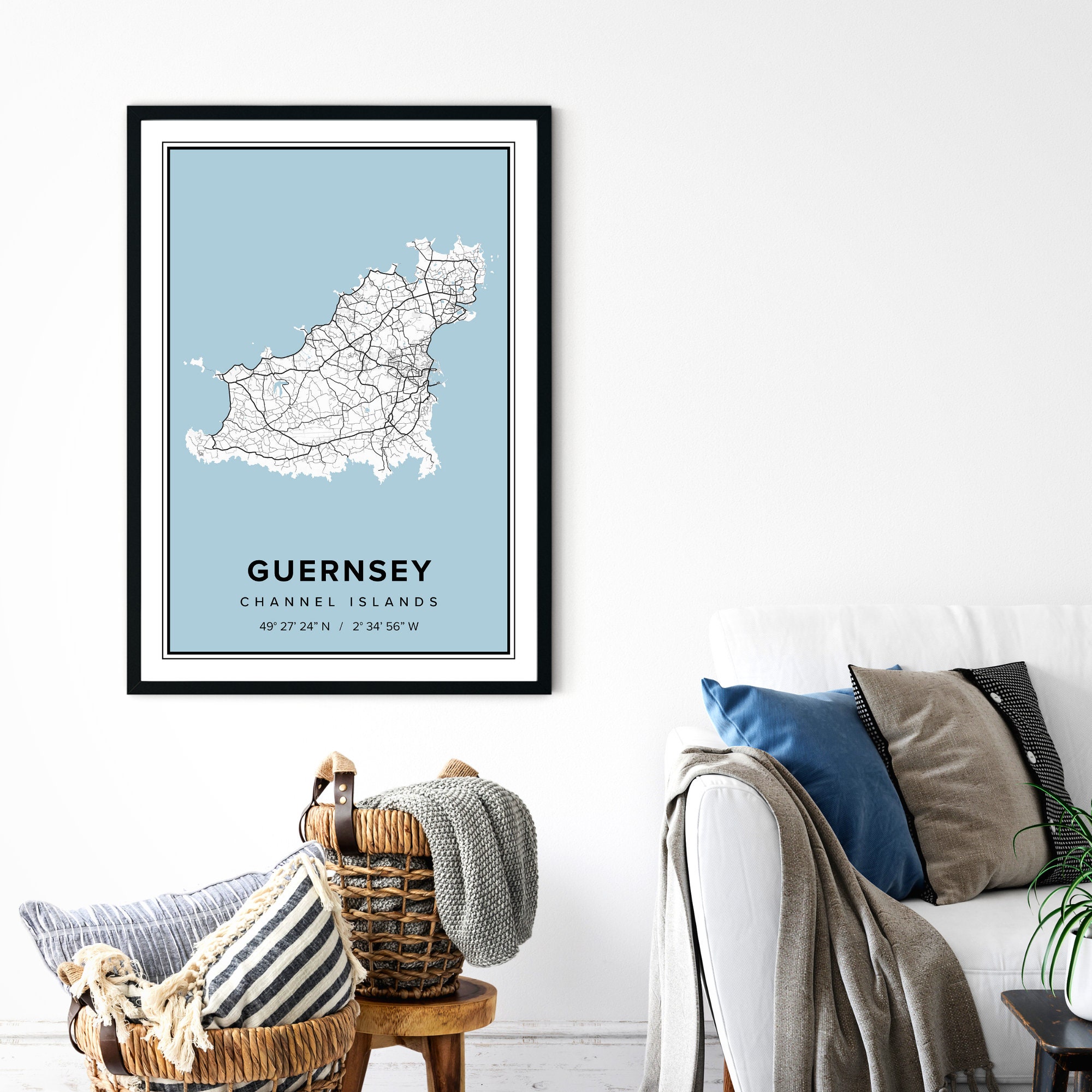 Guernsey Map Print Guernsey Poster Map of Guernsey Guernsey | Etsy UK