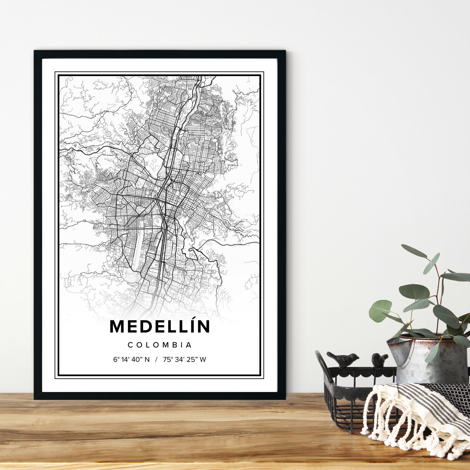 Map of Medellin Medellín Colombia Medellin Map Print | Etsy