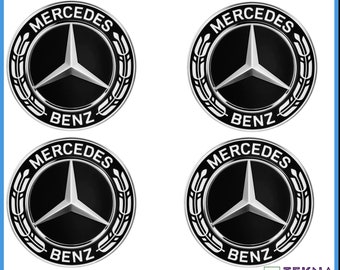 Mercedes Benz Lichtmetalen naafdoppen zwart 75mm badges 4st