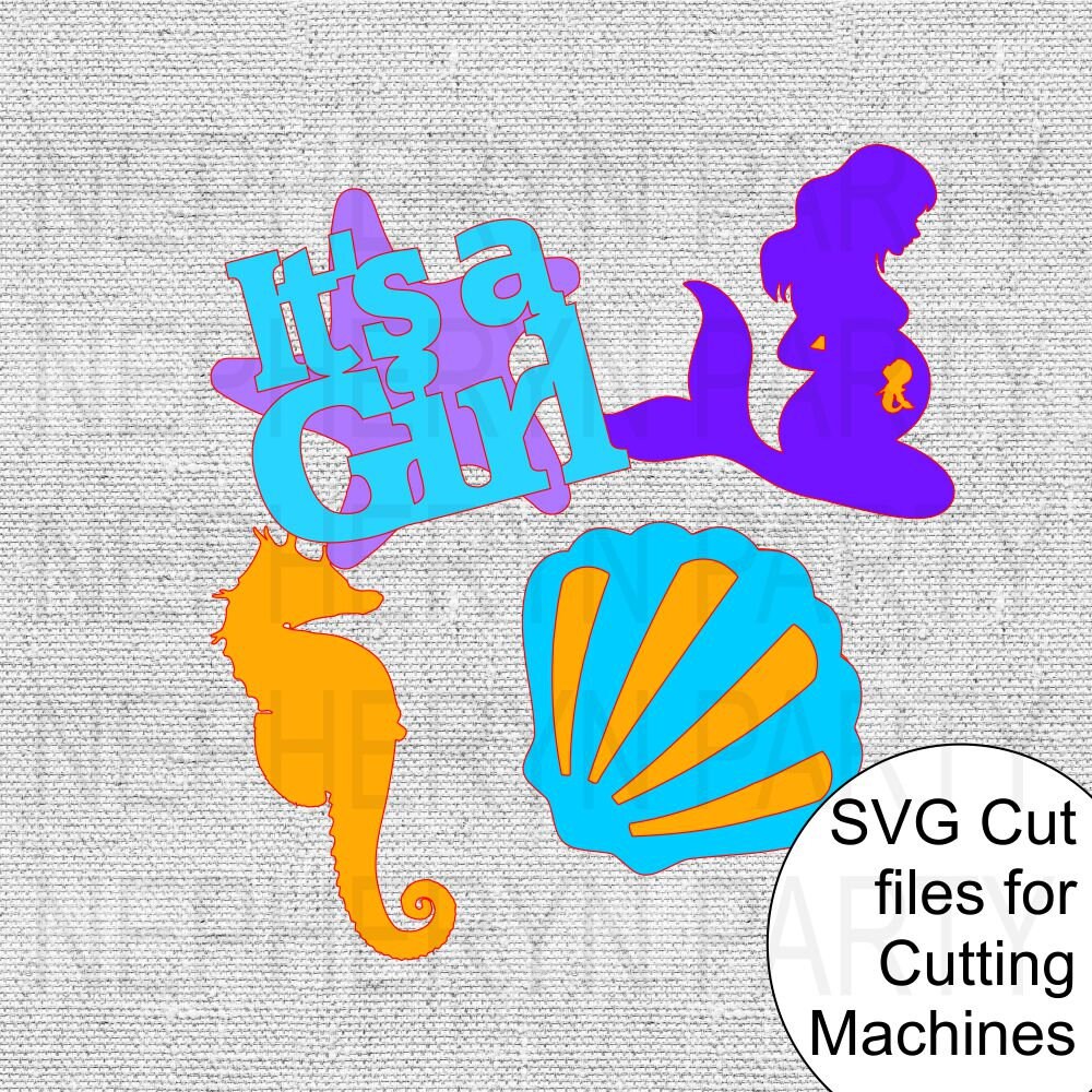 Download It's A Girl Pregnant Mermaid SVG Cutting Files for | Etsy