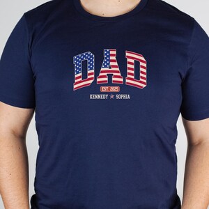 Personalized Dad Shirt with Kids Name, Fathers Day Gift, Custom Dad Tee, Gift For New Dad, American Flag 4th Of July First Time Dad Shirt