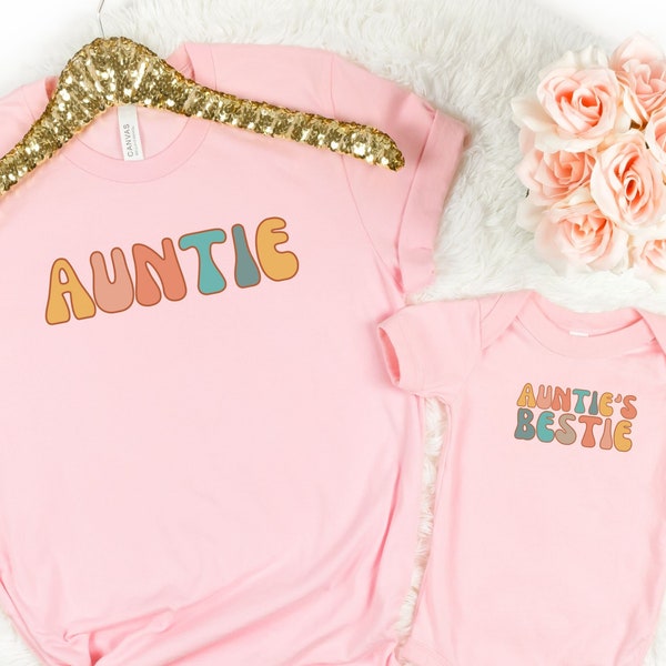 Retro Auntie Shirt, Auntie And Niece Matching Shirt, Auntie's Bestie, Auntie's Bestie Shirt, Auntie Baby bodysuit, Gift For New Auntie