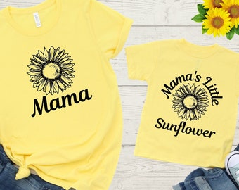 Mamas Little Sunflower Shirt, Mama Sunflower Shirt, Mama and Baby Matching Shirt, Mommy and Me Shirt, Mother And Daughter, Sunflower Outfit