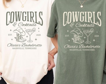 Comfort Colors® Nashville Bachelorette Party Shirts, Custom Western Bachelorette Shirts, Cowgirls and Cocktails Girls Trip Matching Shirts
