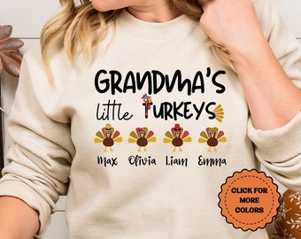 Custom Grandmas Little Turkeys Sweatshirt, Nanas Turkeys Sweatshirt, Grandma Thanksgiving Shirt, Grandma Fall Shirt, Mamas Little Turkeys