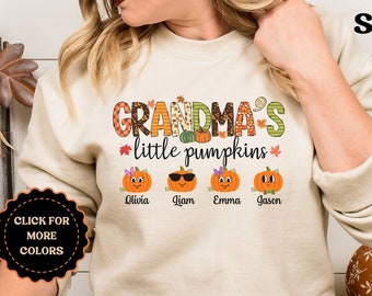 Custom Grandma&#39;s little pumpkins Sweatshirt, Personalized Grandma Fall Sweatshirt, Gift for Grandma, Grandma Sweatshirt, Nana Autumn Hoodie