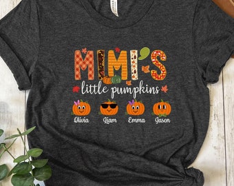 Custom Mimi's little pumpkins Shirt, Personalized Mimi Fall Shirt, Gift for Mimi, Grandma Shirt, Mimi Autumn Long sleeve shirts