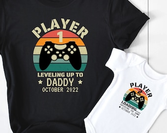 Gamer Dad to be Shirt, Daddy and me Shirt, Player 1 Player 2 matching Shirt, First Fathers Day Shirt, Fathers Day Gift, Pregnancy Reveal Tee