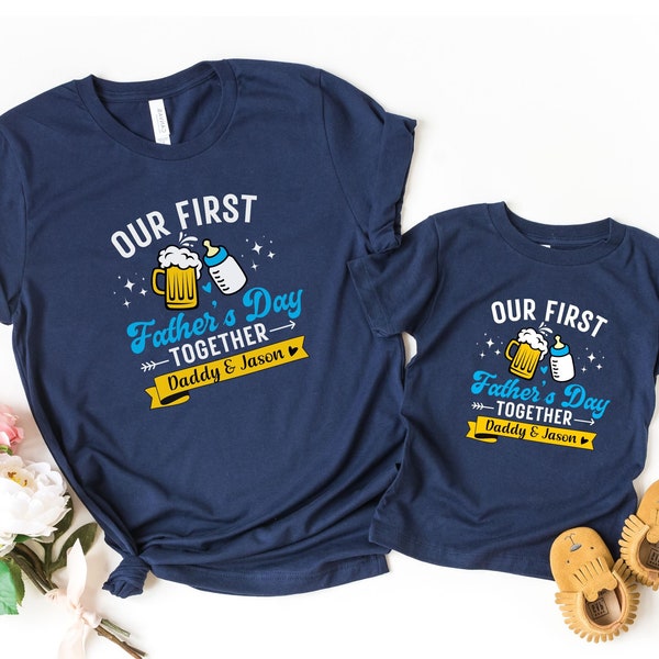 Daddy and Baby 1st Father's Day Matching Shirts, Personalized Our First Fathers Day Shirt, Fathers Day Gift, New Dad Gift, Fathers Day Shirt