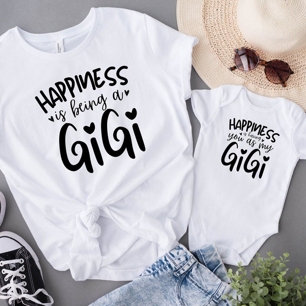 Happiness Is Being A Gigi Shirt, Gigi and Baby Shirt, Matching Grandma And Grandkid Shirt, Gigi Shirt, Blessed Gigi, Gift For Grandma, Mimi