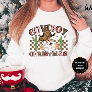 Western Cowboy Christmas Sweatshirt, Howdy Santa Sweatshirt, Funny Retro Christmas Shirt, Vintage Santa Christmas Hoodie, Country Christmas