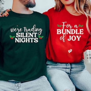 Couple Christmas Pregnancy Announcement Sweatshirt, Baby Reveal Sweatshirt, Christmas Pregnant Sweatshirt, Baby Announcement Sweatshirts