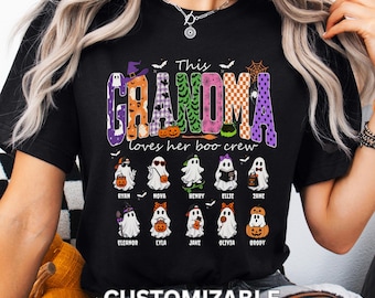 Personalized Grandma Halloween Shirt with Grandkids name, Spooky Gigi Shirt, Custom Grandma Halloween Shirt, Gift for Grandma
