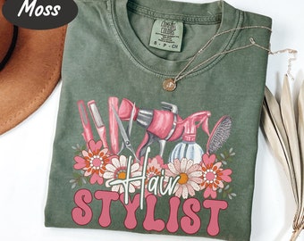Comfort Colors® Hair Stylist Shirt, Hair Hustler Shirt, Hairdresser Shirt, Gift for Hairdresser, Retro Hair Stylist, Licensed Hair Therapist
