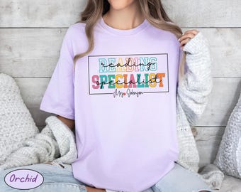 Comfort Colors® Personalized Reading Specialist Shirt, Reading Teacher Shirt, Librarian T Shirt, Reading Team Shirts, Reading Teacher Gifts