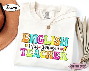 Comfort Colors® Personalized English Teacher Shirt, Retro Back to School English Teacher Team Shirt, Elementary English Teacher Gift