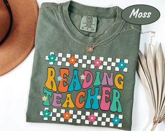 Comfort Colors® Retro Reading Teacher Shirt, Reading Specialist Shirts, Librarian T Shirt, Reading Team Shirts, Reading Teacher Gifts