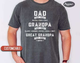Comfort Colors® Personalized Great Grandpa Shirt With Grandkids Name Shirt, Fathers Day Gift, Custom Grandpa Shirt, Gift For Great Grandpa