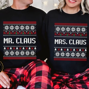 Mr and Mrs Claus Matching Christmas Sweatshirt, Couple Ugly Sweaters, Married Couple Sweater, Newlywed Couple Sweatshirt, Christmas Gift