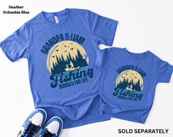 Personalized Fishing Grandpa Grandson Granddaughter Tee, Fishing Buddies Shirt, Grandpa & Baby matching Shirt, Fathers Day Gift for Grandpa