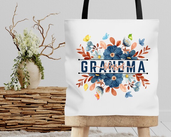 Custom Grandma Tote Bag, Blessed grandma Tote Bag, Grandma Wildflowers Tote, Grandma Bag, Grandma Floral, Mothers Day Tote, Gift for Grandma