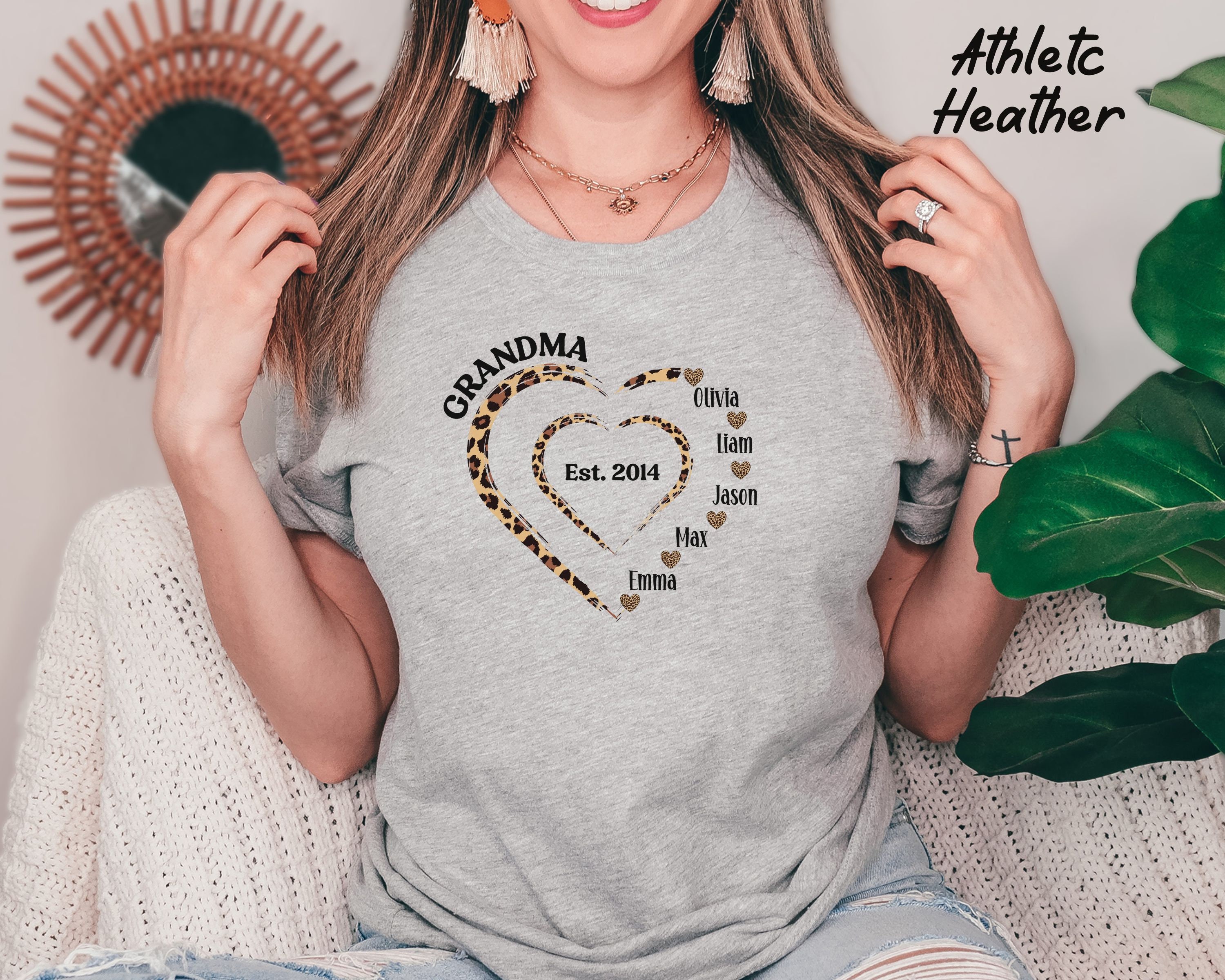 Personalized Grandma Shirt With Grandkids Name, Custom Grandma Leopard ...