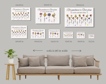 Personalized Grandma’s Garden Canvas, Custom Birth Flower Canvas with Grandkids' Names, Mother’s Day Gift for Grandma Nana’s Garden Wall Art