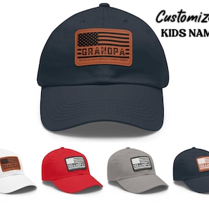Personalized American Flag Grandpa Hat with Grandkids&#39; Names, New Grandpa USA Flag Hat, Father&#39;s Day Gift for Grandpa, Custom Gift for Him