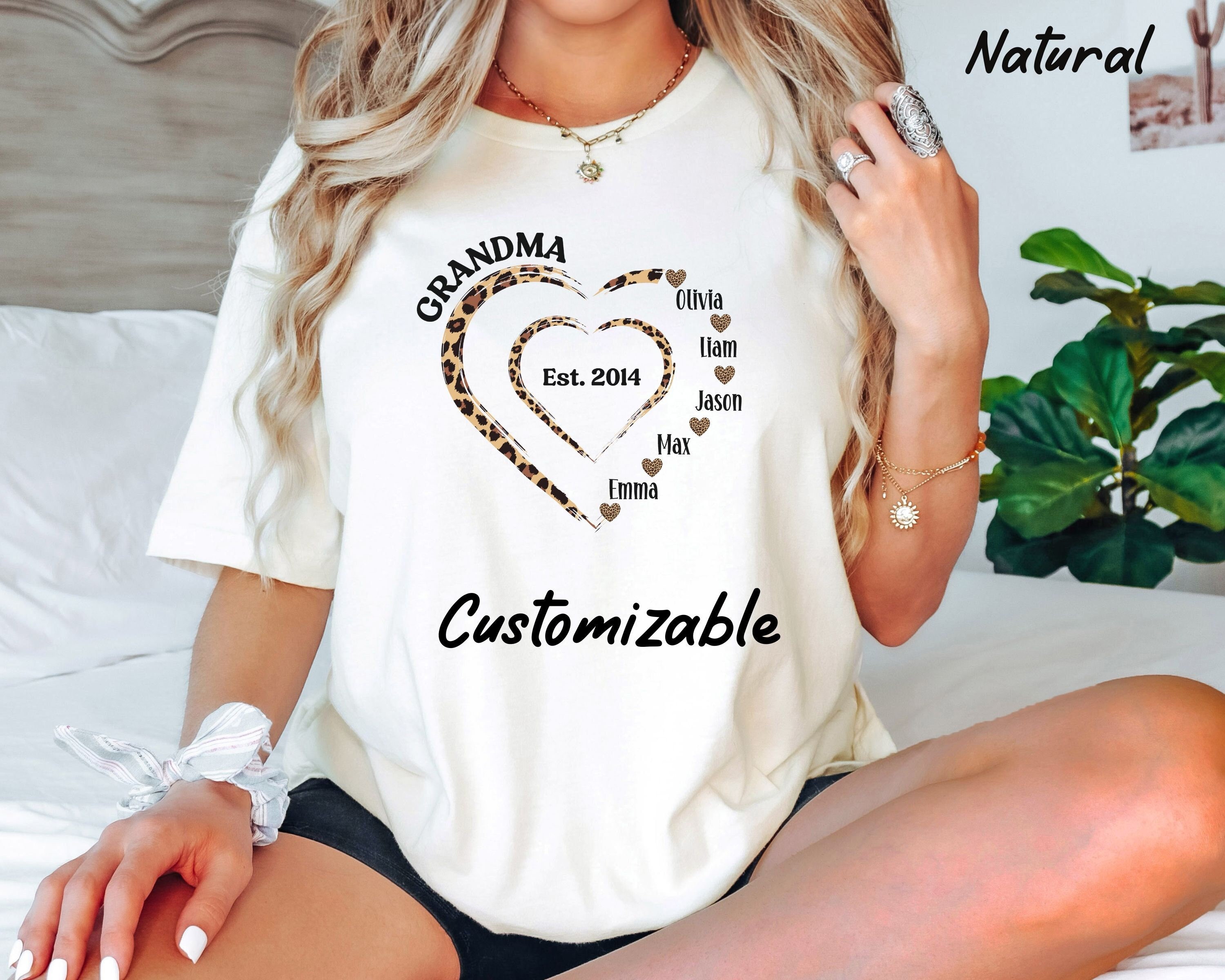 Personalized Grandma Shirt With Grandkids Name, Custom Grandma Leopard ...