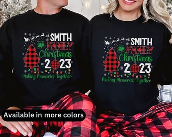 Personalized Family Name Christmas Sweatshirts, Custom Family Matching Christmas Hoodies, Buffalo Plaid Christmas Sweatshirt, Kids Hoodies