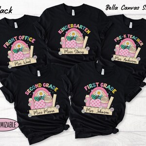 Custom Grade Teacher Name Shirt, Personalized First Grade 2nd 3rd 4th 5th Grade Kindergarten Team Retro Back to School Shirt, Pre K Teacher