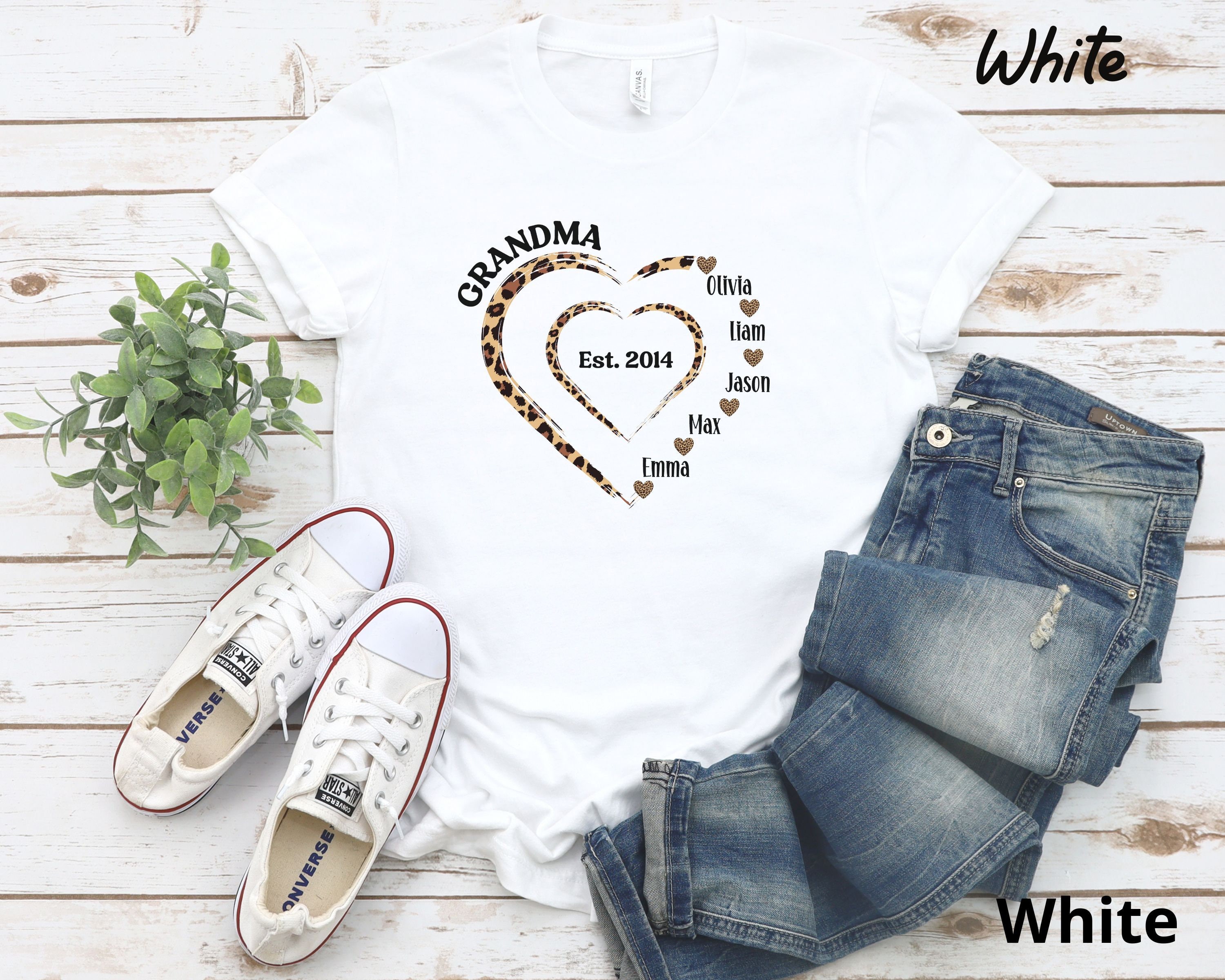 Personalized Grandma Shirt With Grandkids Name, Custom Grandma Leopard ...
