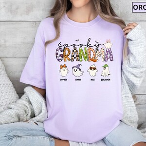 Comfort Colors® Personalized Halloween Grandma Shirt with Grandkids name, Spooky Grandma, Ghost Grandma Shirt, Halloween Gift for Grandma image 7