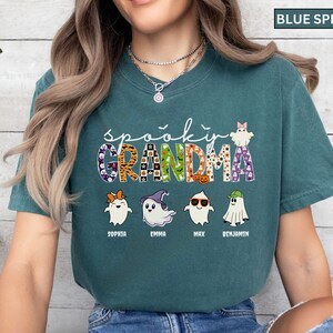 Comfort Colors® Personalized Halloween Grandma Shirt with Grandkids name, Spooky Grandma, Ghost Grandma Shirt, Halloween Gift for Grandma image 6