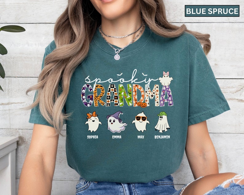 Comfort Colors® Personalized Halloween Grandma Shirt with Grandkids name, Spooky Grandma, Ghost Grandma Shirt, Halloween Gift for Grandma image 6