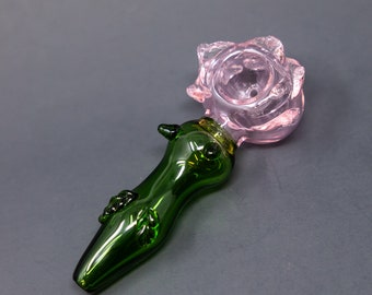 5&quot; Artistic Pink Rose Glass Pipe