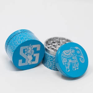 4 pc Teal Magnetic Elephant Metal Grinder w/ Sharp Teeth