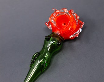 5&quot; Red Rose Glass Hand Pipe