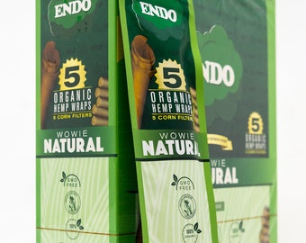 Endo Wowie natürlicher Bio-Hanfwickel mit Maisschalenfilter – Box