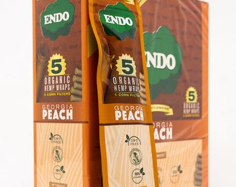 "Endo Georgia Peach Flavoured Hanf Wrap mit ""Maisschalen"" Filter - Box."