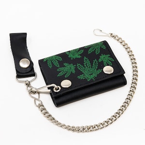 Cartera cadena- Graphics-triple piel plena flor- Cartera Black Leaf
