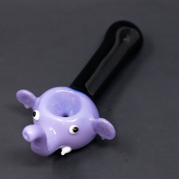 4.5" Purple Elephant Head Glass Tobacco Pipe