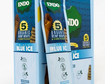 "Endo Blue Ice Flavour Hanf Wraps mit Filter - Box."